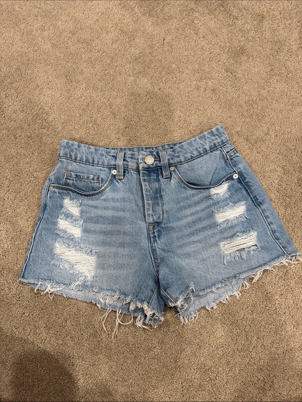 Blank NYC Light Blue Distressed Denim Cutoff Shorts